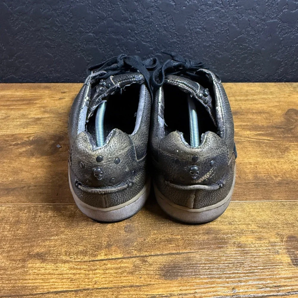 Mark Nason‎ Lounge 71801 DKBR Metallic Leather Skull Stud Sneakers Mens 13